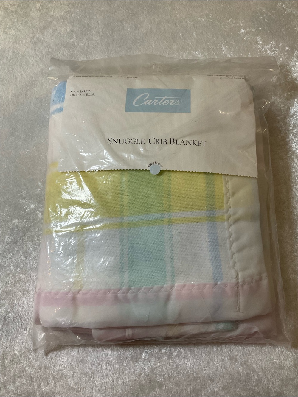 Carter's Pastel Plaid Snuggle Crib Blanket - Pink, Yellow, Blue